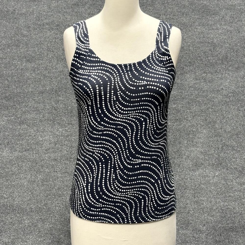 Columbia Tank Top Shirt Womens Small Navy Blue Omni-Freeze Cooling Dots Print